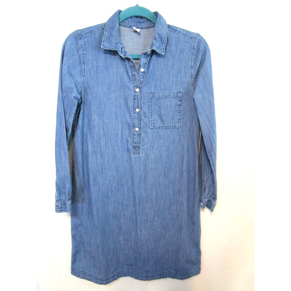 Old Navy Blue Denim Chambray Pullover Long Sleeve Shirt Dress Women S - Picture 1 of 6